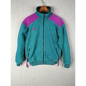 Vintage Columbia‎ Full Zip Fleece Jacket Medium USA Made 90s Radial Sleeve Teal